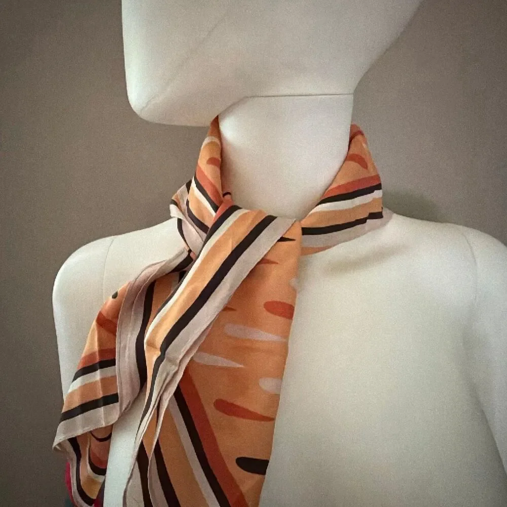 Andre Fantasies Scarf vintage square scarf orange with pattern